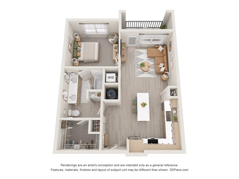 Floor plan for 1 bed, 1 bath, 784 sqft